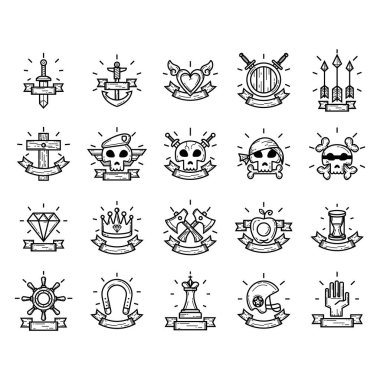 vektörlerin amblem ve simgelerinin kümesi