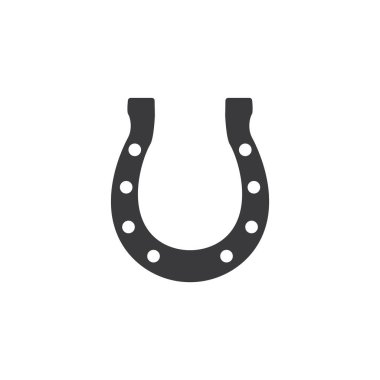 Beyaz arka planda izole edilmiş at nalı ikonu. Şans sembolü çizimi.