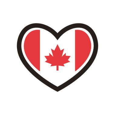 Kalp ve Kanada bayrağının vektör illüstrasyonu