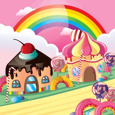 Cupcake, renkli vektör illüstrasyonu 
