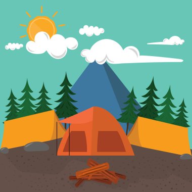 kamp konsepti simge tasarımı, vektör illüstrasyonu 10 eps grafik