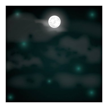 Gece gökyüzü ay ve yıldızlarla