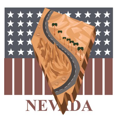 Nevada eyalet haritası, vektör illüstrasyonu