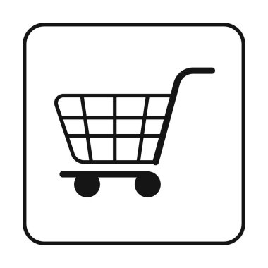 Alışveriş arabası düz simgesi, vektör illüstrasyonu