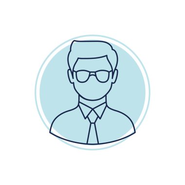 Şirket çalışanı düz simgesi, vektör illüstrasyonu