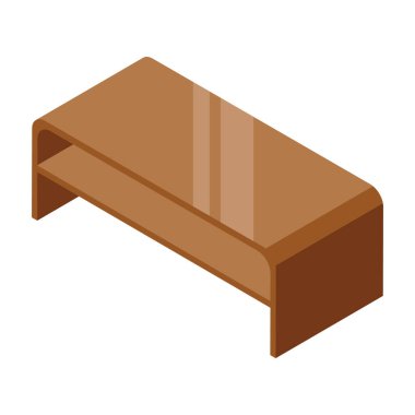 Beyaz arkaplanda izole edilmiş izometrik 3d biçiminde ahşap tablo simgesi