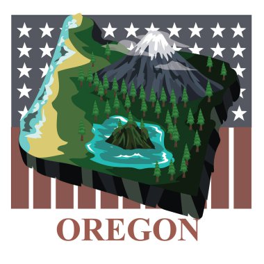 Oregon durum haritası, vektör illüstrasyonu
