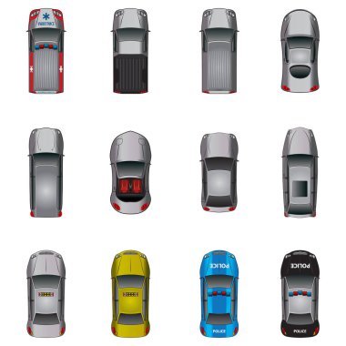 Araba koleksiyonu, biçimlendirilmiş vektör çizimi