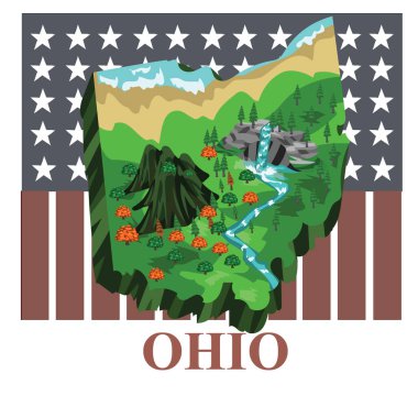 Ohio eyalet haritası, vektör illüstrasyonu