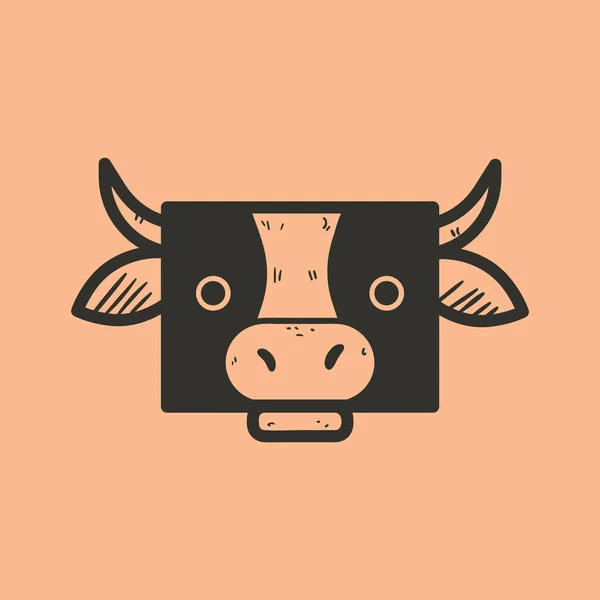Ikona Hlavy Krávy Vektorová Ilustrace — Stockový vektor