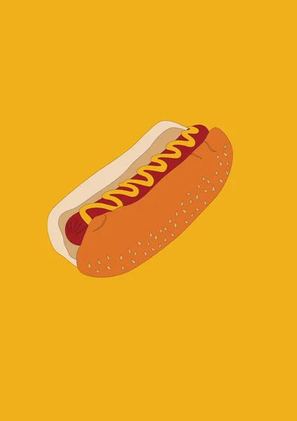 Hot Dog Disegno Vettoriale Illustrazione — Vettoriale Stock