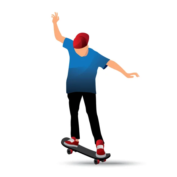 Jeune Homme Avec Skateboard Sur Fond Blanc — Image vectorielle