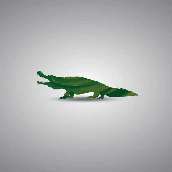 Зеленый Динозавр Сером Фоне — стоковый вектор