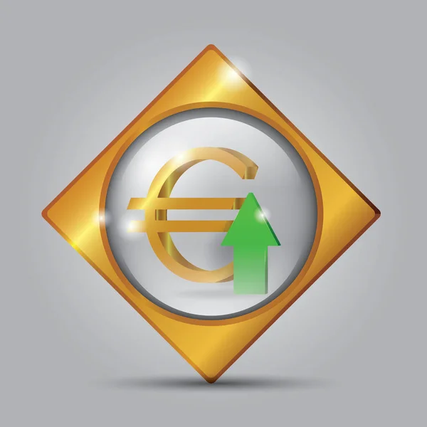 Vector Illustration Golden Yen Symbol Euro Sign — Stock Vector