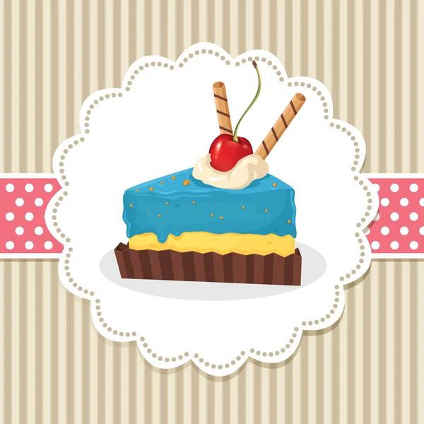 Cake Met Kers Cupcake — Stockvector