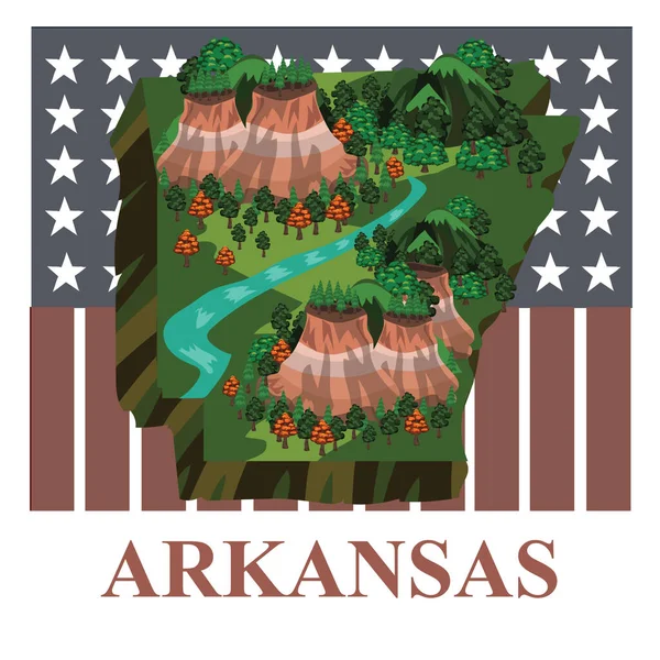Mapa Státu Arkansas Vektorová Ilustrace — Stockový vektor