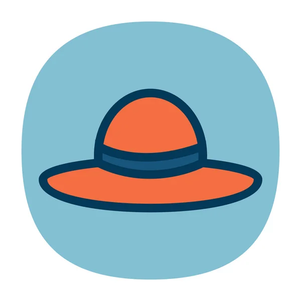 Icono Del Sombrero Estilo Color Plano Verano Paja Vector Ilustración — Vector de stock