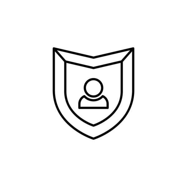 Icono Escudo Esquema Ilustración Del Logotipo Del Vector Para Web — Vector de stock