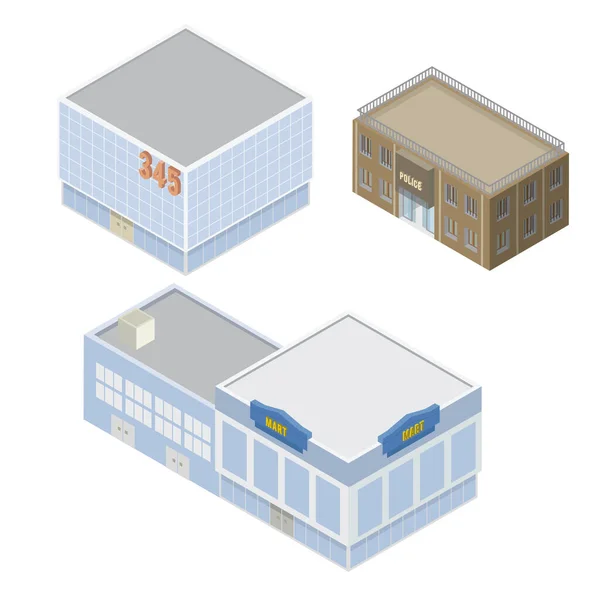 Rendu Isométrique Bâtiment Avec Toit Une Maison — Image vectorielle