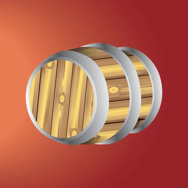 木製の背景に金色の樽のベクトル図 — ストックベクタ