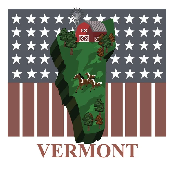 Karte Des Bundesstaates Vermont Vektorillustration — Stockvektor