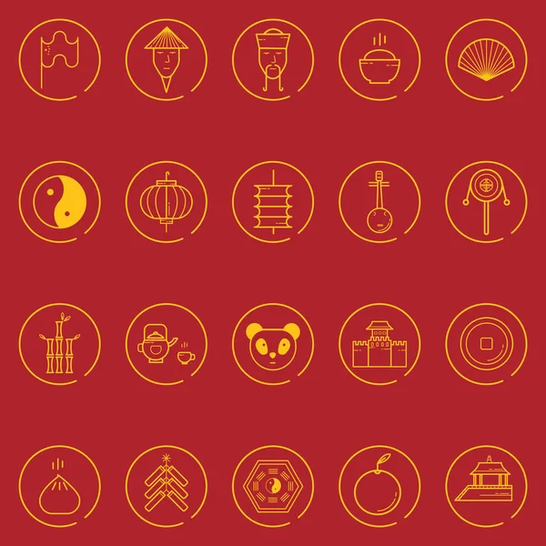 Conjunto Iconos Chinos Año Nuevo Navidad — Vector de stock