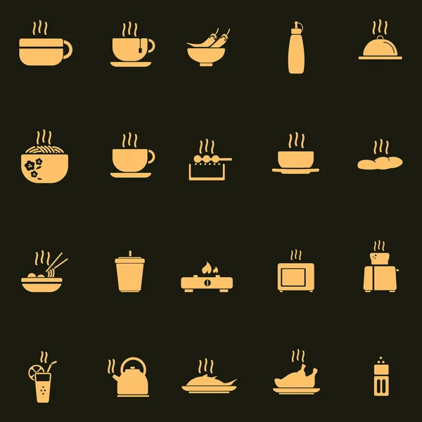 Conjunto Ícones Comida Quente Ilustração Vetorial Design —  Vetores de Stock