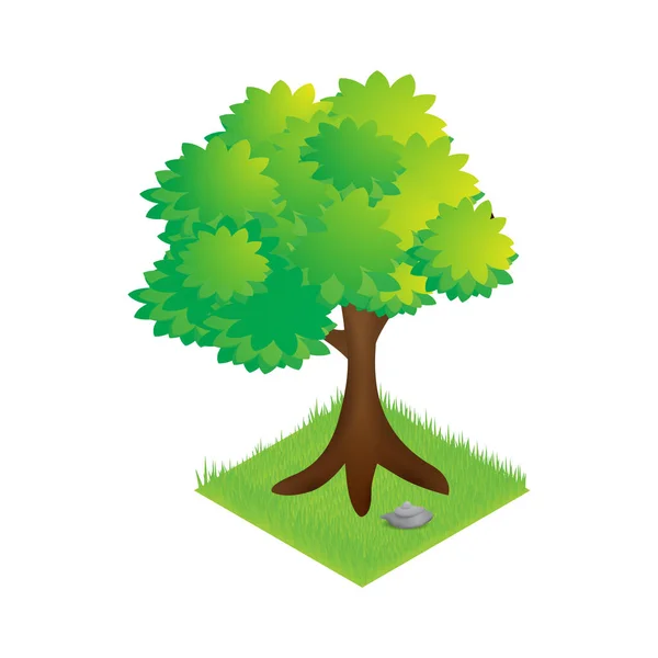 Árbol Con Hierba Verde Árboles — Vector de stock