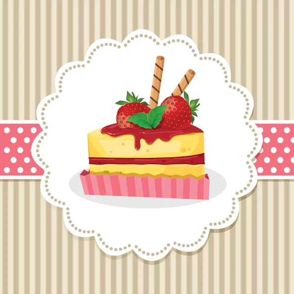 Vektor Illustration Einer Torte Mit Einem Cupcake — Stockvektor