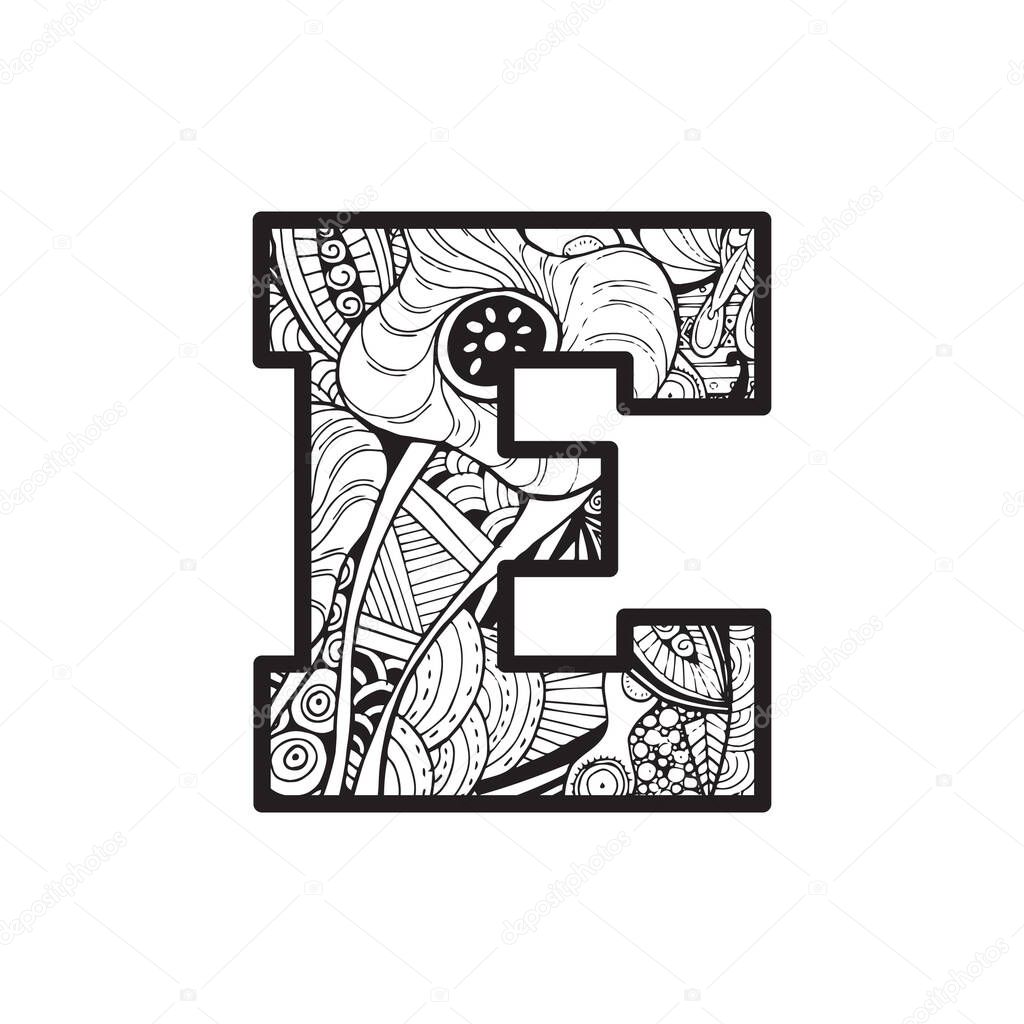 Letter E, vector illustration