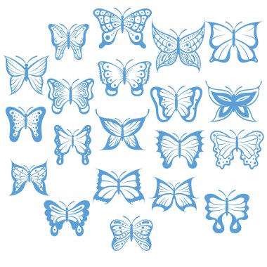 Kelebek dizisi düz simge, vektör çizimi