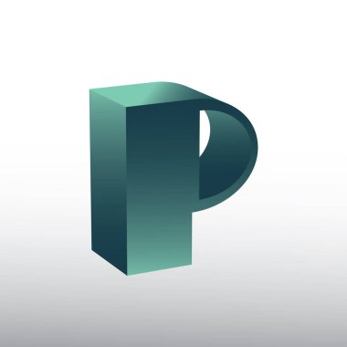 İzometrik alfabe P, vektör illüstrasyonu