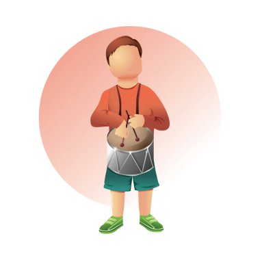 Davul çalan çocuk, tasarım vektörü çizimi