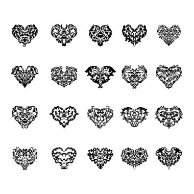 vektör kalpler seti. El çizimi karalama kalbi.