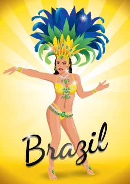 Karnaval maskeli bikinili bir kızın resmi.
