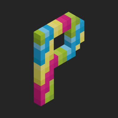 İzometrik alfabe P, vektör illüstrasyonu