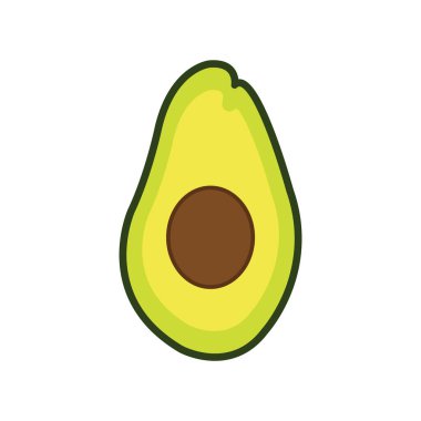 Avokado ikonu. Web için taze gıda vektör simgelerinin karikatür çizimi
