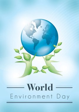 Dünya gününün dünya haritası ve küresi ile illüstrasyonu