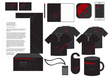 Şirket kimlik tasarımları, biçimlendirilmiş vektör illüstrasyonu
