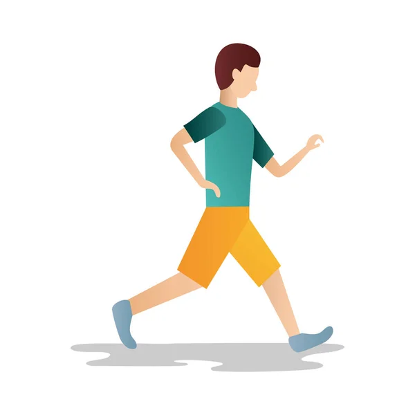 Hombre Corriendo Con Equipo Deportivo Sobre Fondo Blanco — Vector de stock