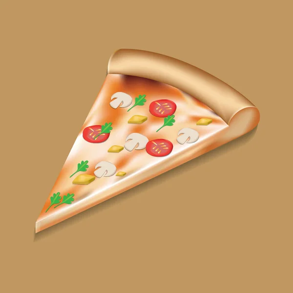 Pizza Con Queso Verduras — Vector de stock
