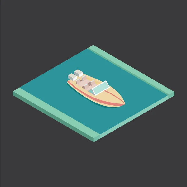 Vector Illustration Floating Boat Sea — Stock Vector