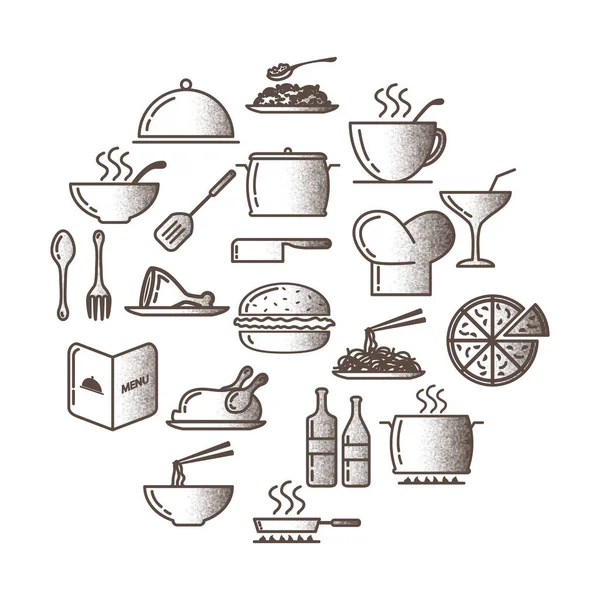 Sammlung Von Lebensmittelsymbolen Flaches Symbol Vektorillustration — Stockvektor