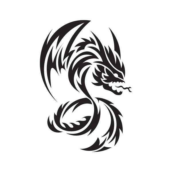 Dragon Tatouage Icône Plate Illustration Vectorielle — Image vectorielle