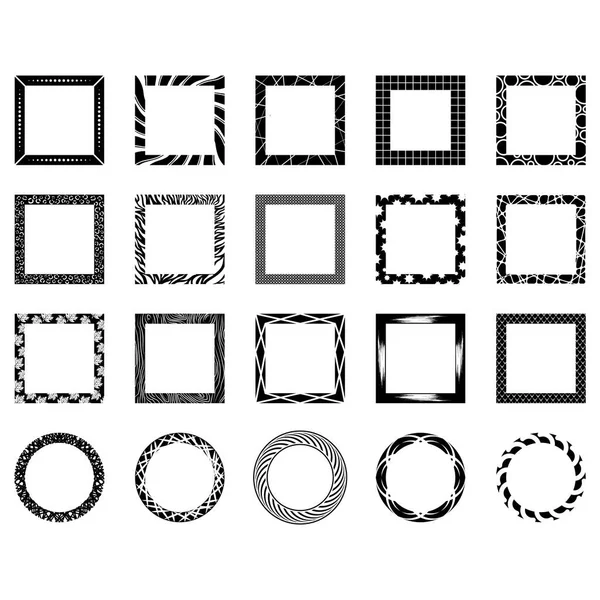 Set Van Vectorzwarte Frames Handgetekende Elementen — Stockvector