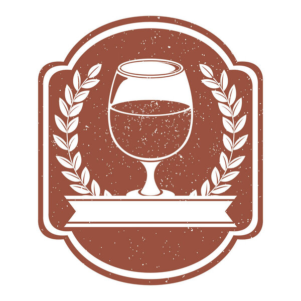 vintage emblem with beer and glass of wine. vector illustration