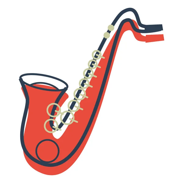 Vektor Bild Röda Och Blå Färgade Saxofon Vit Bakgrund — Stock vektor