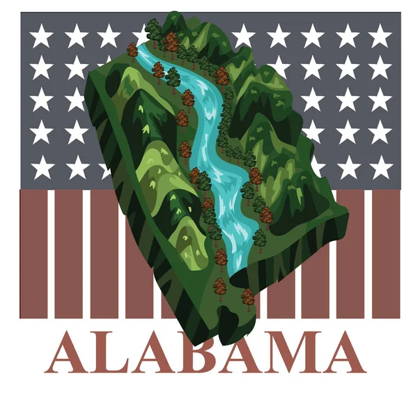 Alabama State Map Vektorillustration — Stockvektor