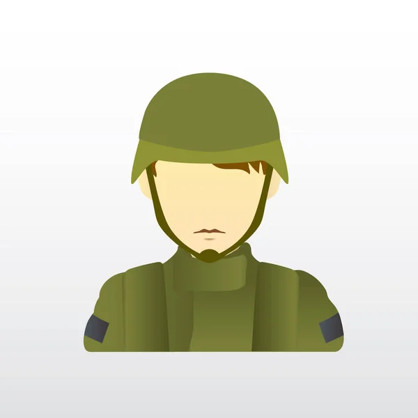 Soldier Avatar Plochá Ikona Vektorová Ilustrace — Stockový vektor