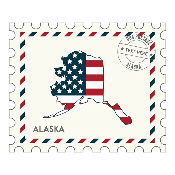 Timbre Poste Avec Drapeau Des États Unis Amérique Illustration Vectorielle — Image vectorielle